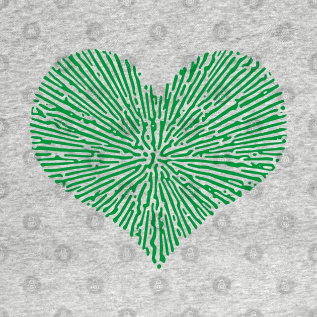 Turing Pattern Sunburst Love Heart (Green) by John Uttley